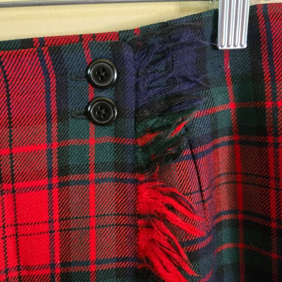 Rafaella Vintage Tartan Plaid Worsted Wool Wrap Midi Skirt Fringe Detail Size 14 - Picture 4 of 6